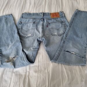 Vintage R Tag Distressed Levi's 511 Slim-Fit Jeans In A Light Wash Sz W32 L30